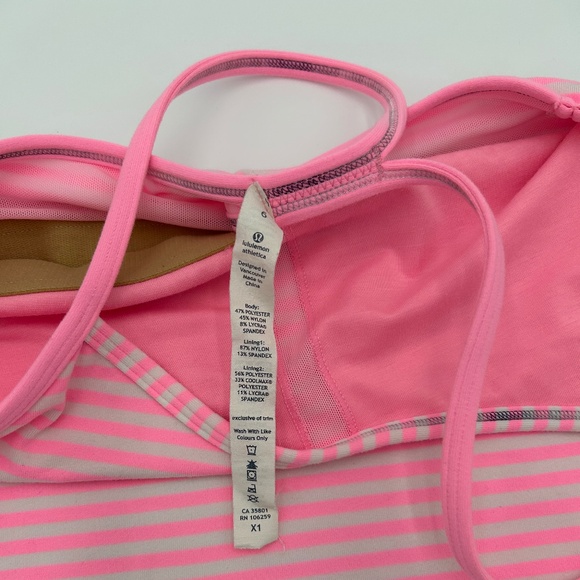 Lululemon Power Y Tank Pink and White Striped Women’s Size 6 - Picture 5 of 5